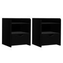 Atlas 2X Bedside Table 1 Drawer with Shelf - FARA Black