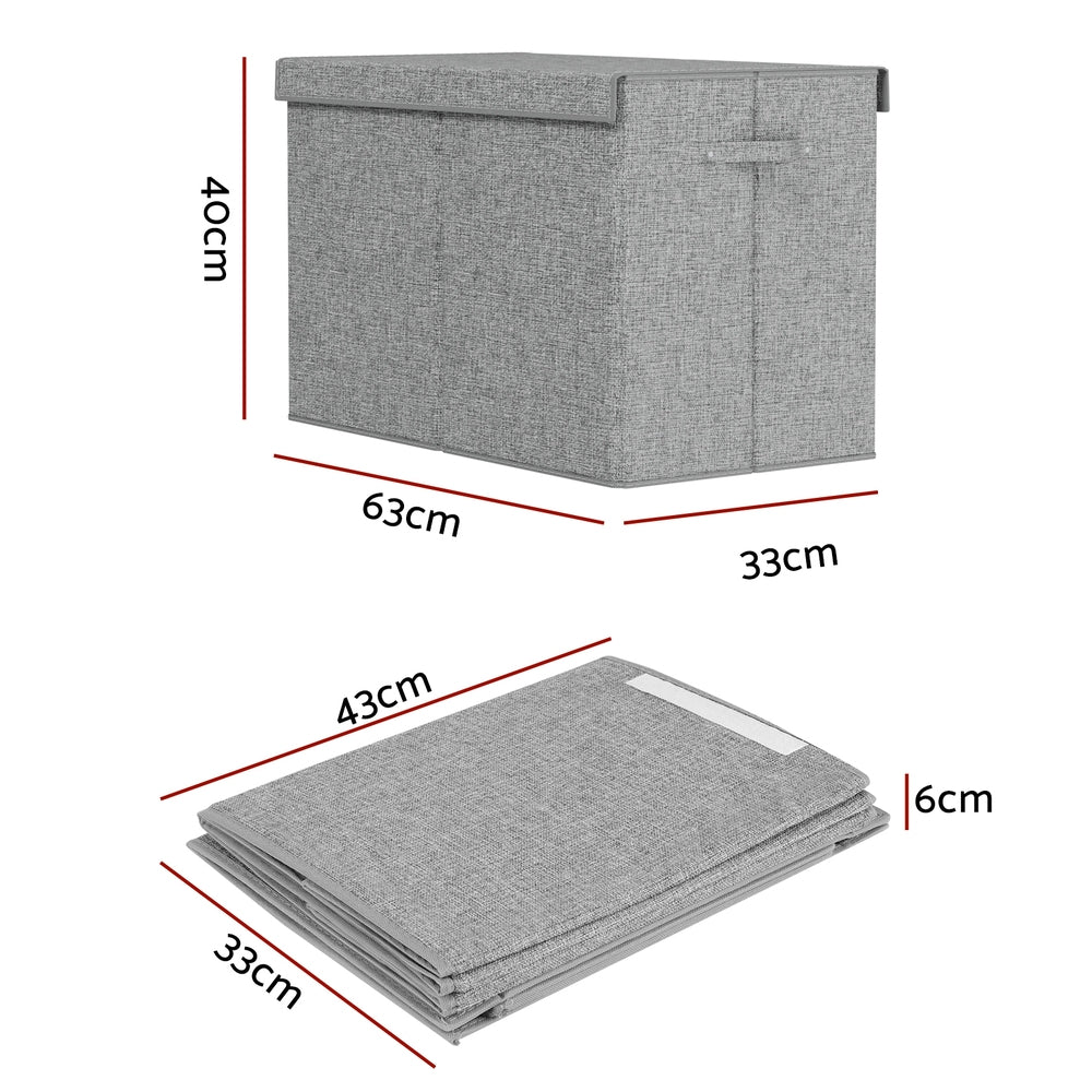 Keezi Foldable Toy Storage Box – Grey – Large