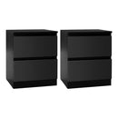Cove 2x Bedside Table 2 Drawers - PEPE Black