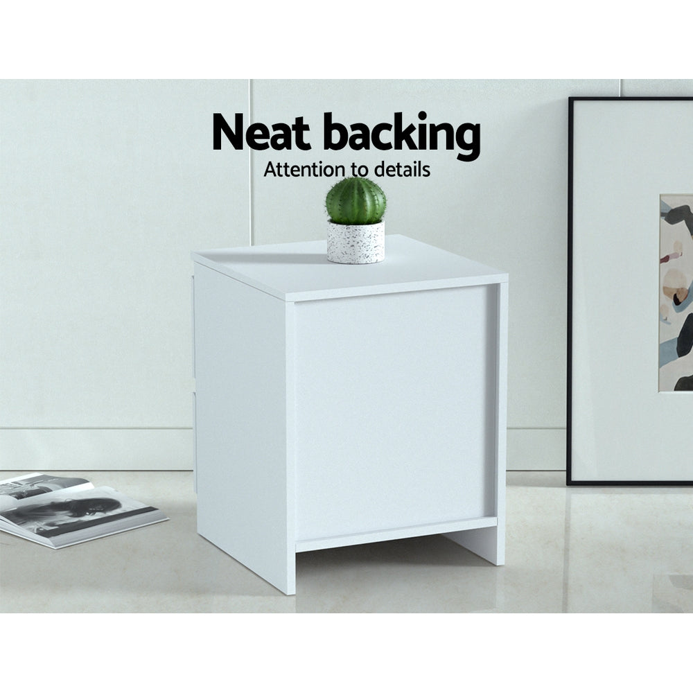Pepe Bedside Table – White – 2 Drawers