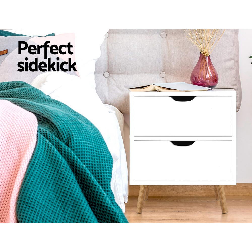 Boden Bedside Table – White – 2 Drawers