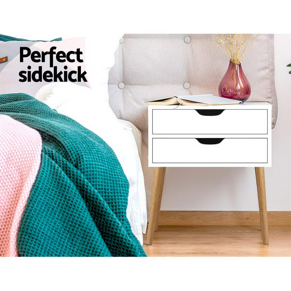 Bodie 2 Drawer Bedside Table – White