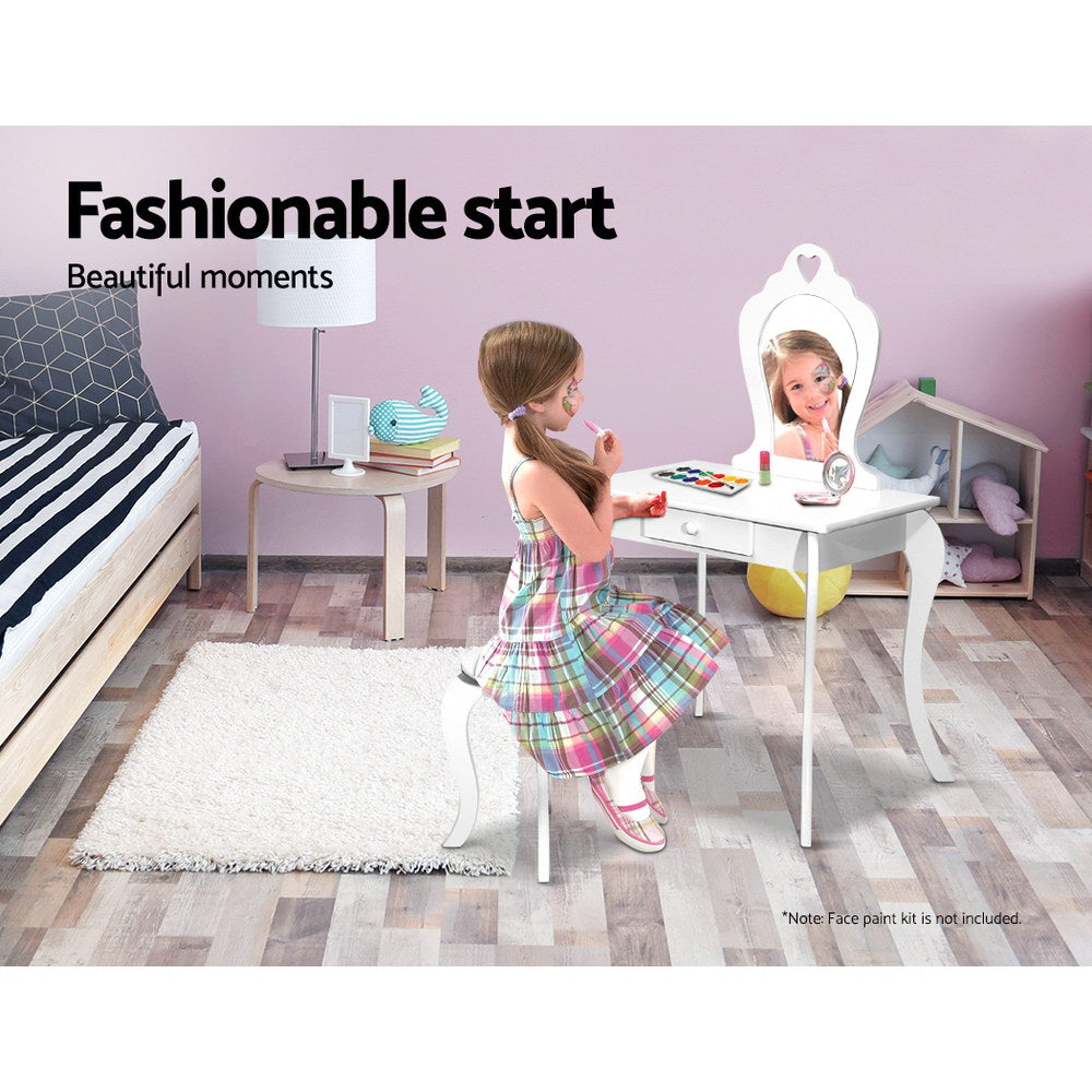 Zelda Kids Dressing Table & Stool Set – White