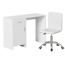 Computer Desk Office Chair Set PU Leather Home Study Table 100cm White