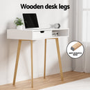 Nordic Computer Desk with Drawer & Shelf 90cm – White & Oak