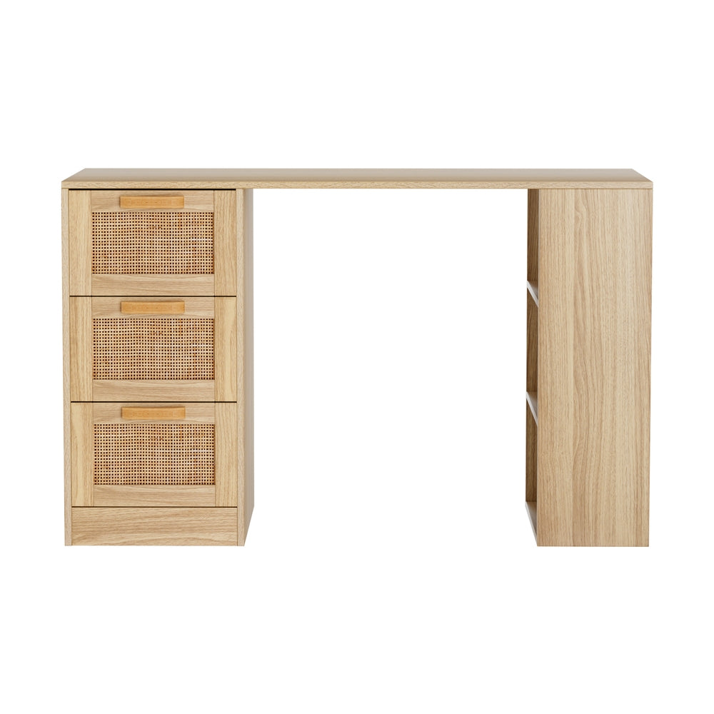 Fiora Rattan Computer Desk – Brown / Wood – 120 cm