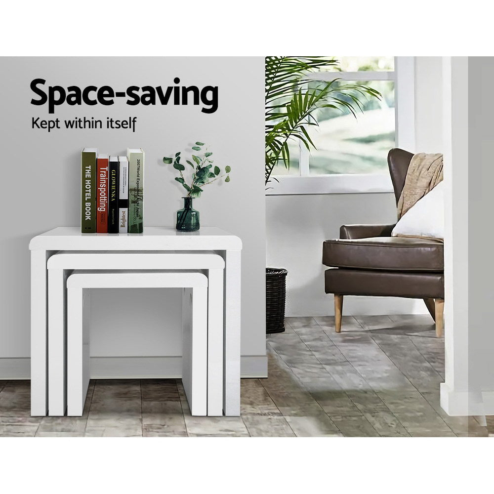 Cortex Nesting Coffee Tables – Glossy White – Set of 3