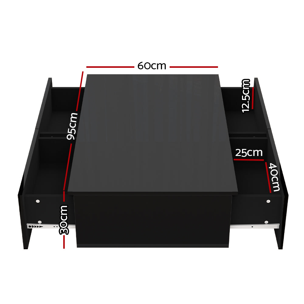 Aspen Four Drawer Coffee Table – Black – 95 cm