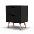 Bedside Table 2 Drawers - BODEN Black