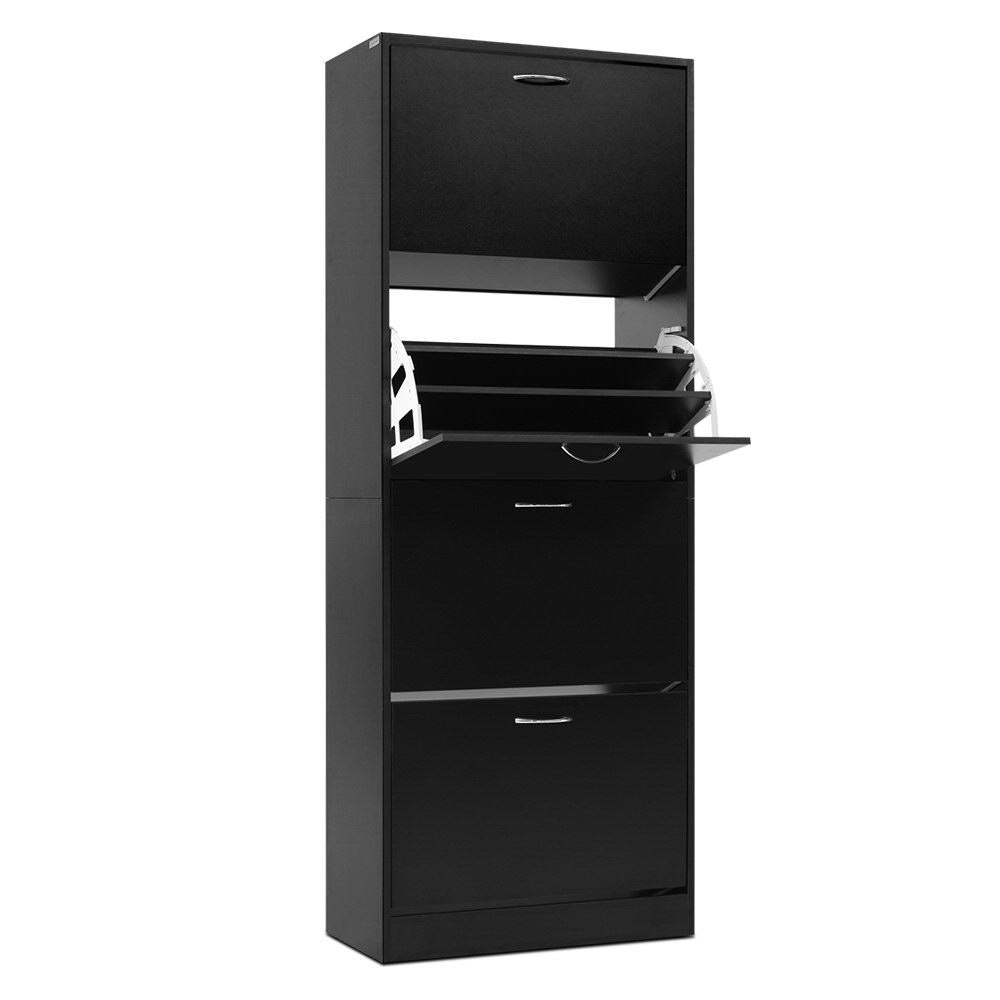 Maddox 4-Door Shoe Cabinet – Black – 60 Pairs