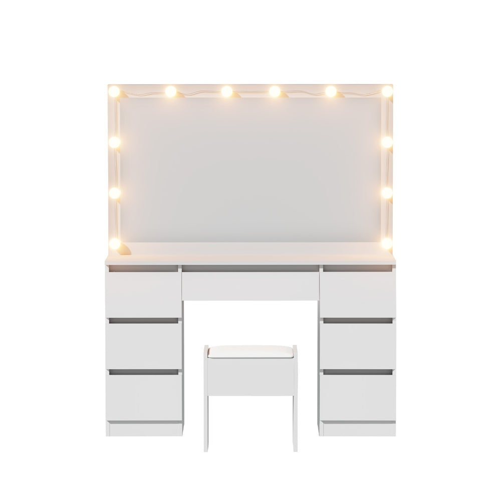 Lumina LED Dressing Table with 12 Bulbs – White