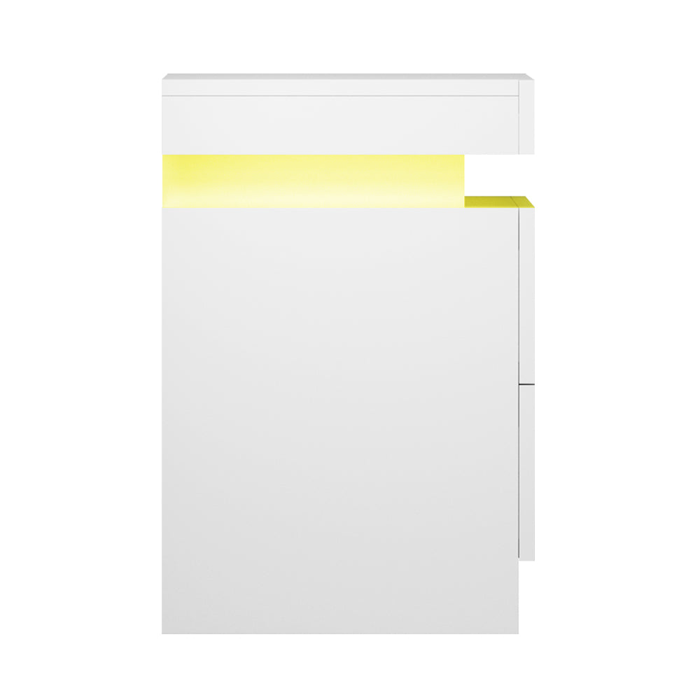 Luxon LED Storage Bedside Table – White – 45 cm