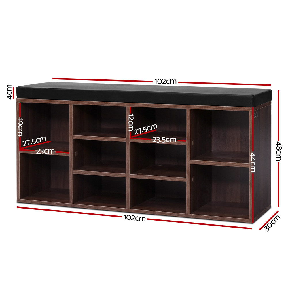 Kendall Shoe Storage Bench – Walnut – 102 cm