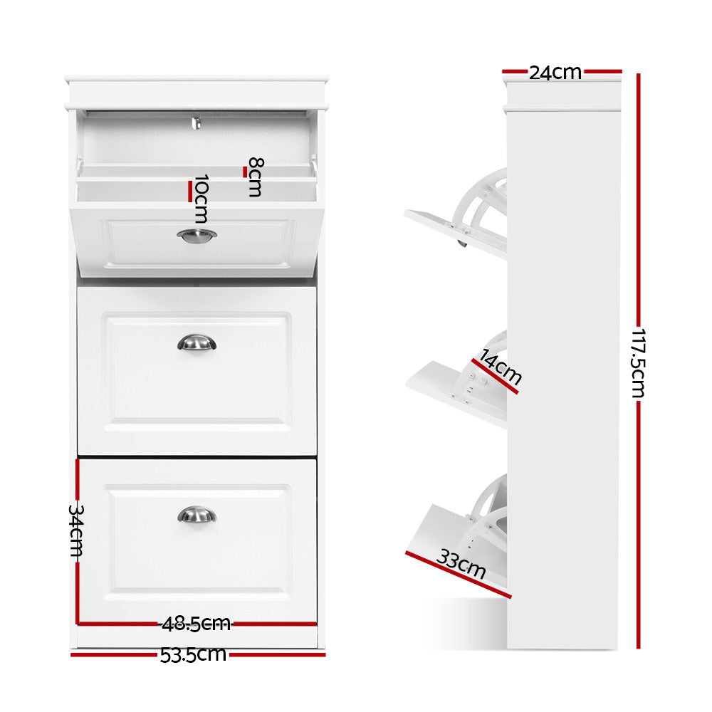 Harlow Shoe Cabinet – White – 117 cm