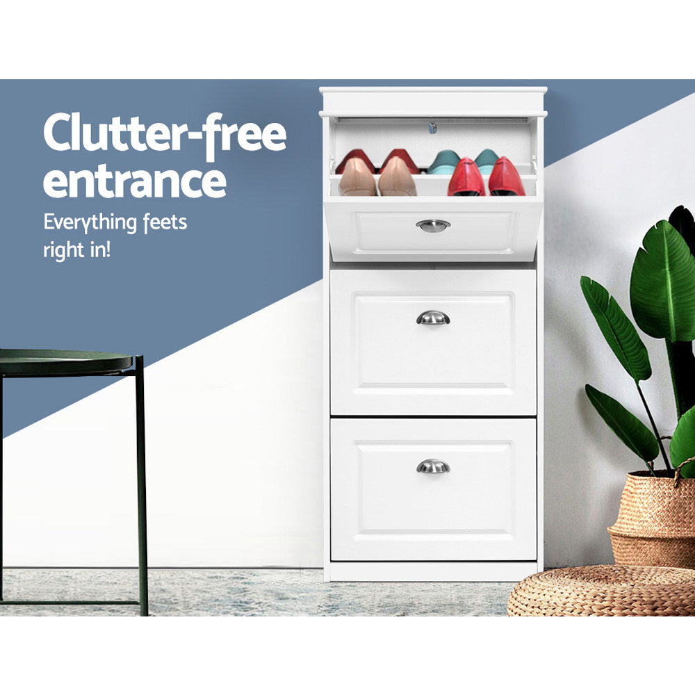 Harlow Shoe Cabinet – White – 117 cm