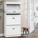 Shoe Rack Cabinet 18 Pairs 3 - tier White Sena