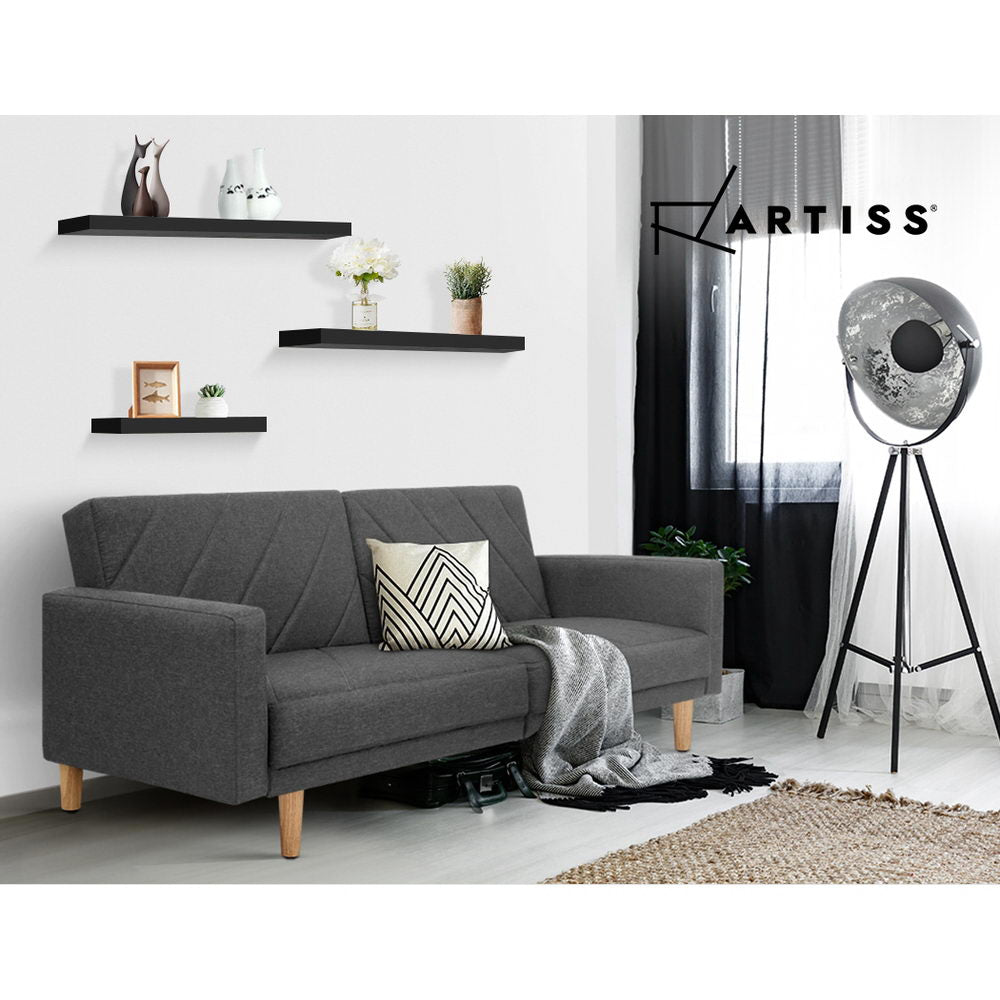 Hover Floating Wall Shelves – Black – Set of 3