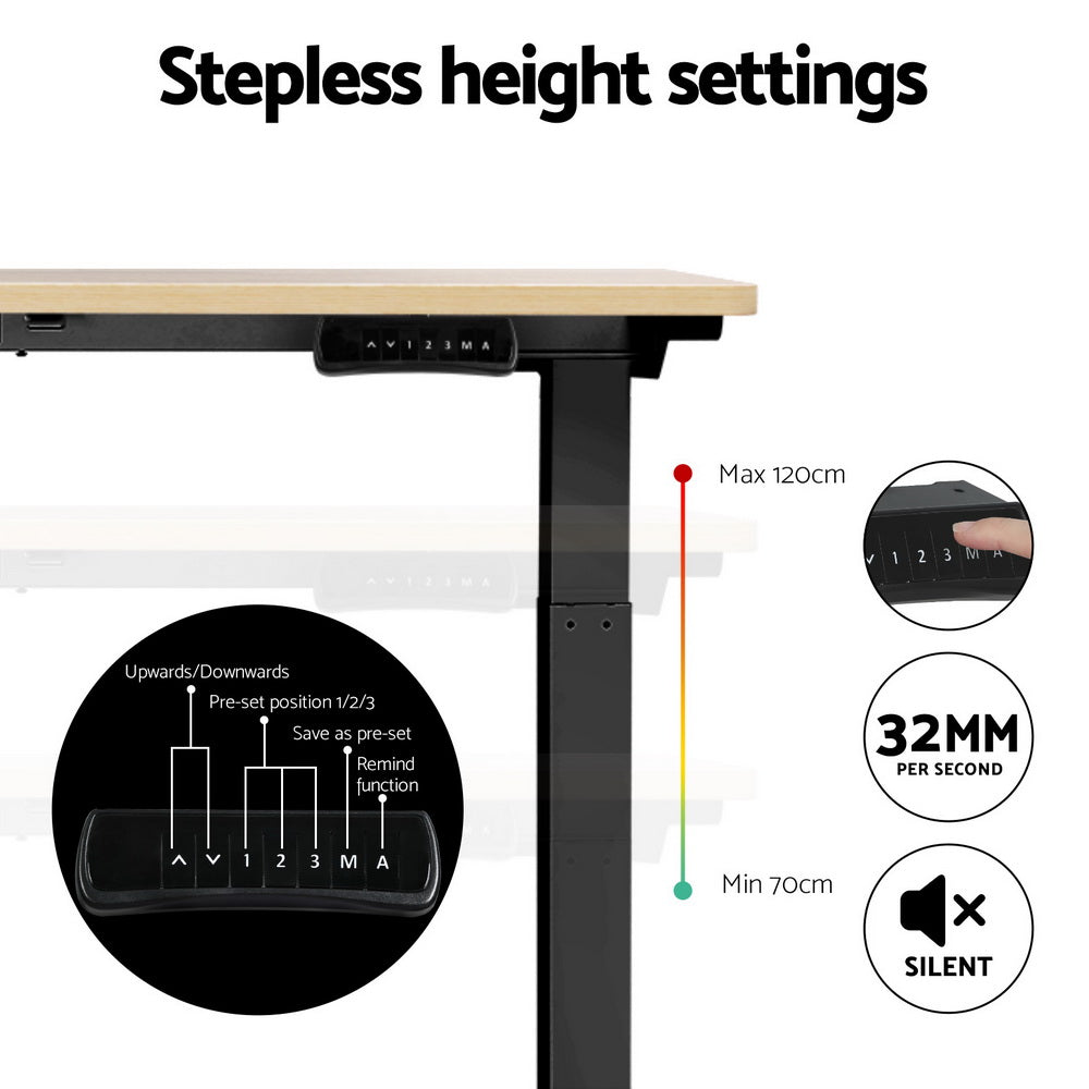 Hadron Electric Sit Stand Desk – Oak Finish – 120 cm