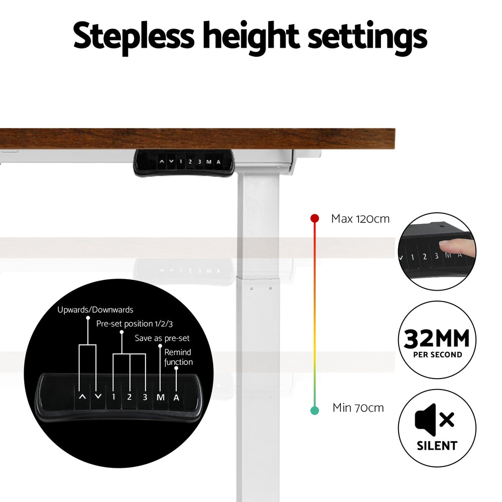 Fiora Electric Sit Stand Desk – Brown / Wood – 140 cm
