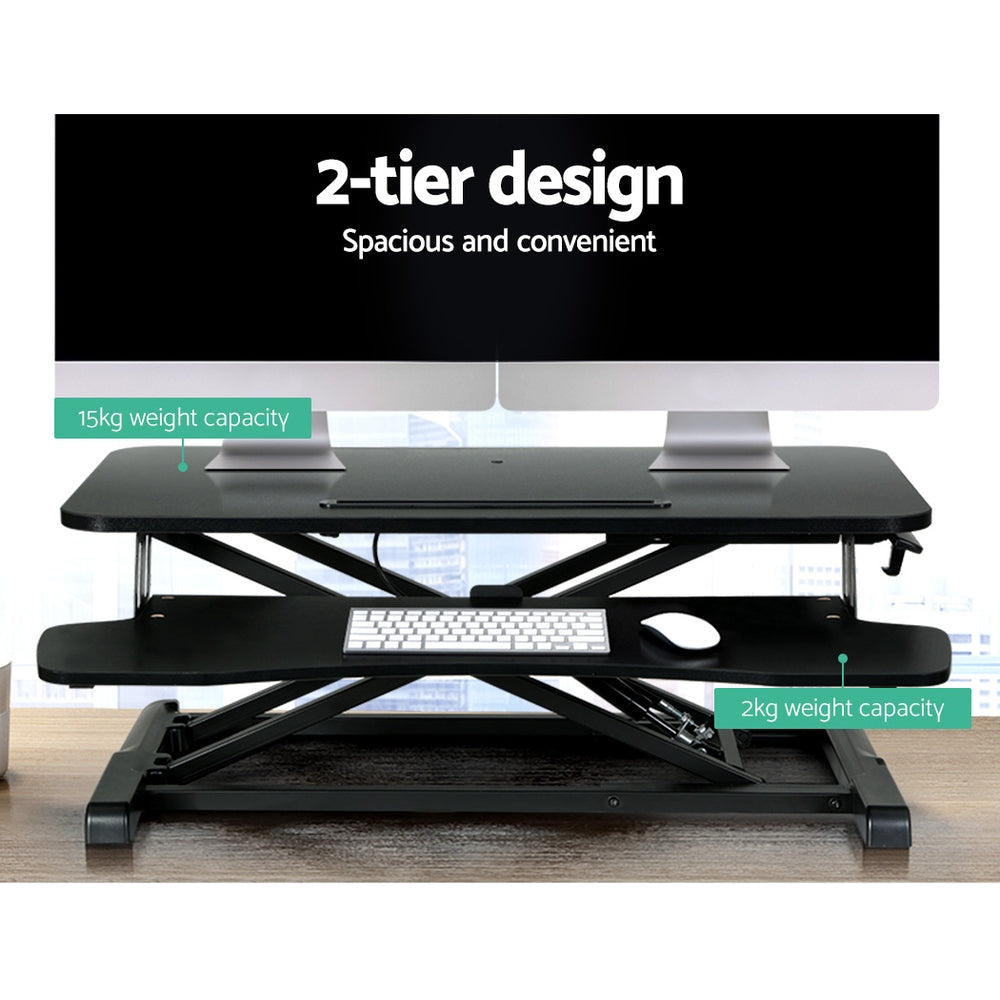 Halston Height Adjustable Desk Riser – Black – 80 cm