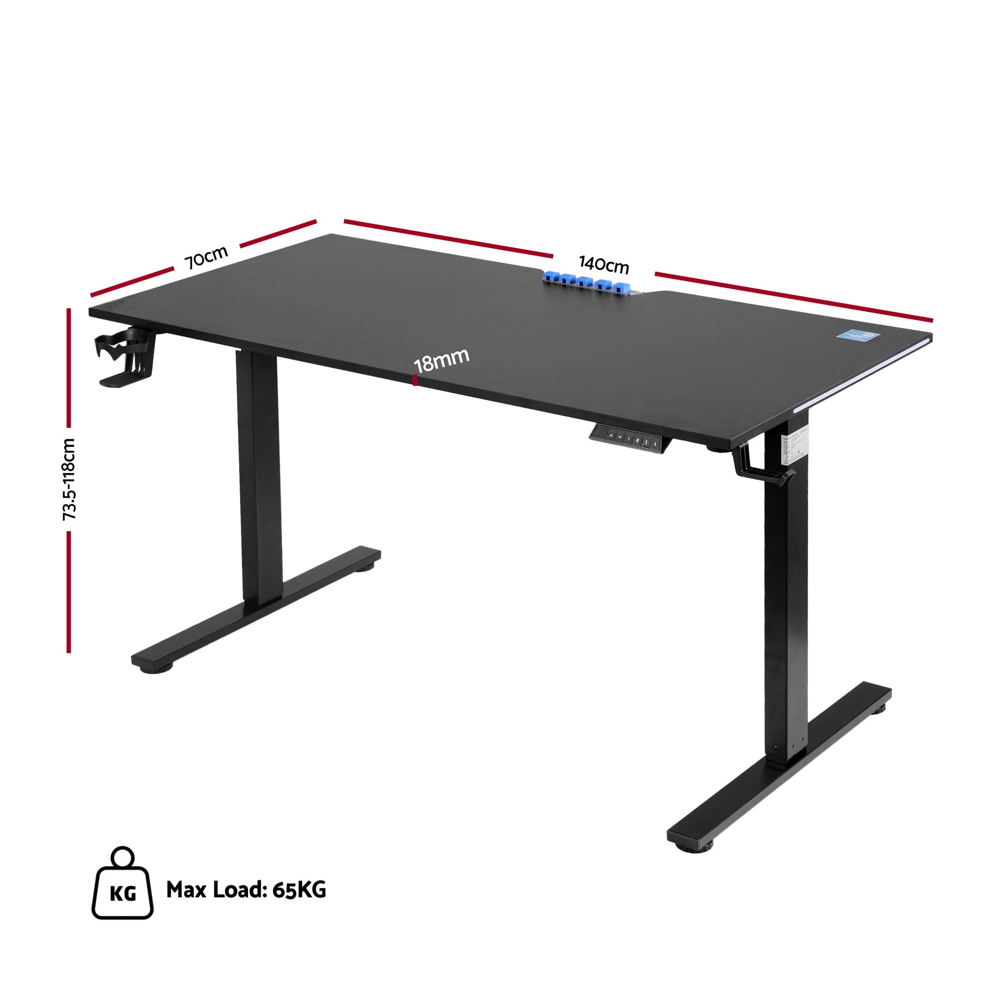 Vortex Electric Gaming Sit Stand Desk – Black – 140cm