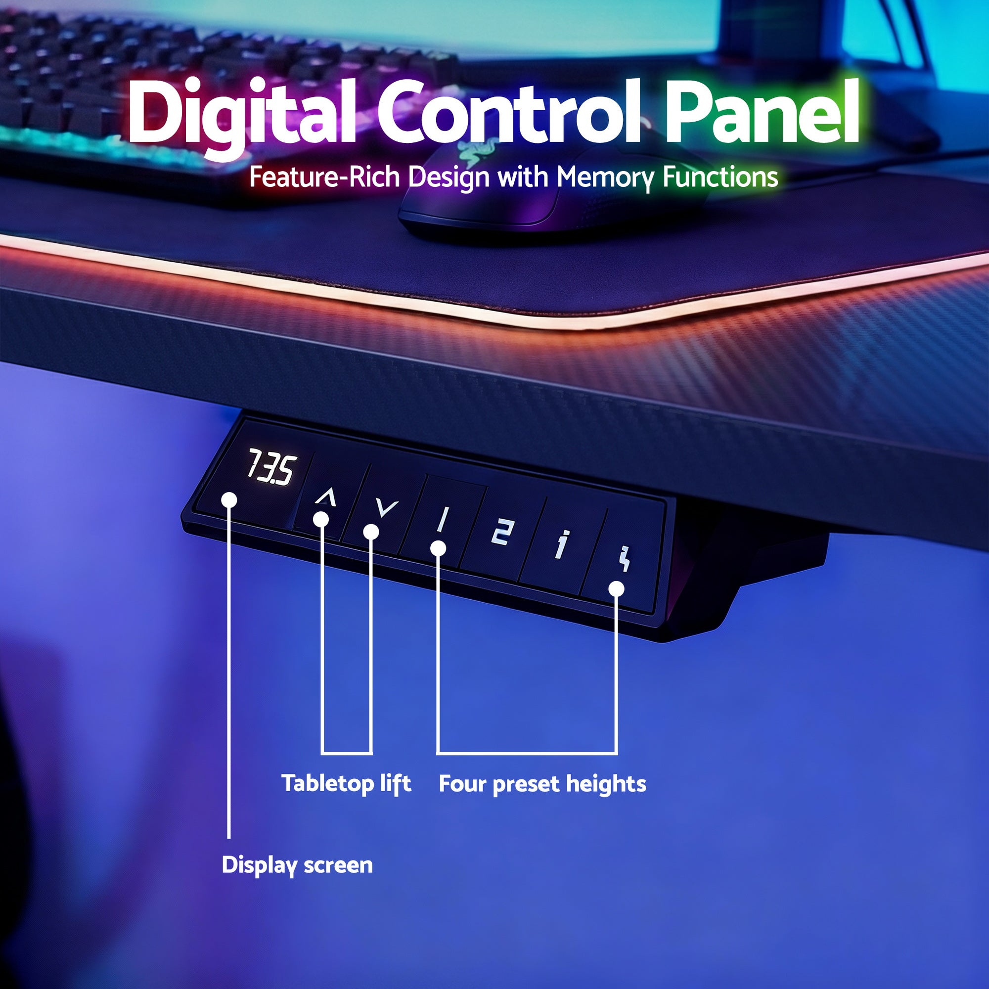 Vortex Electric Gaming Sit Stand Desk – Black – 140cm