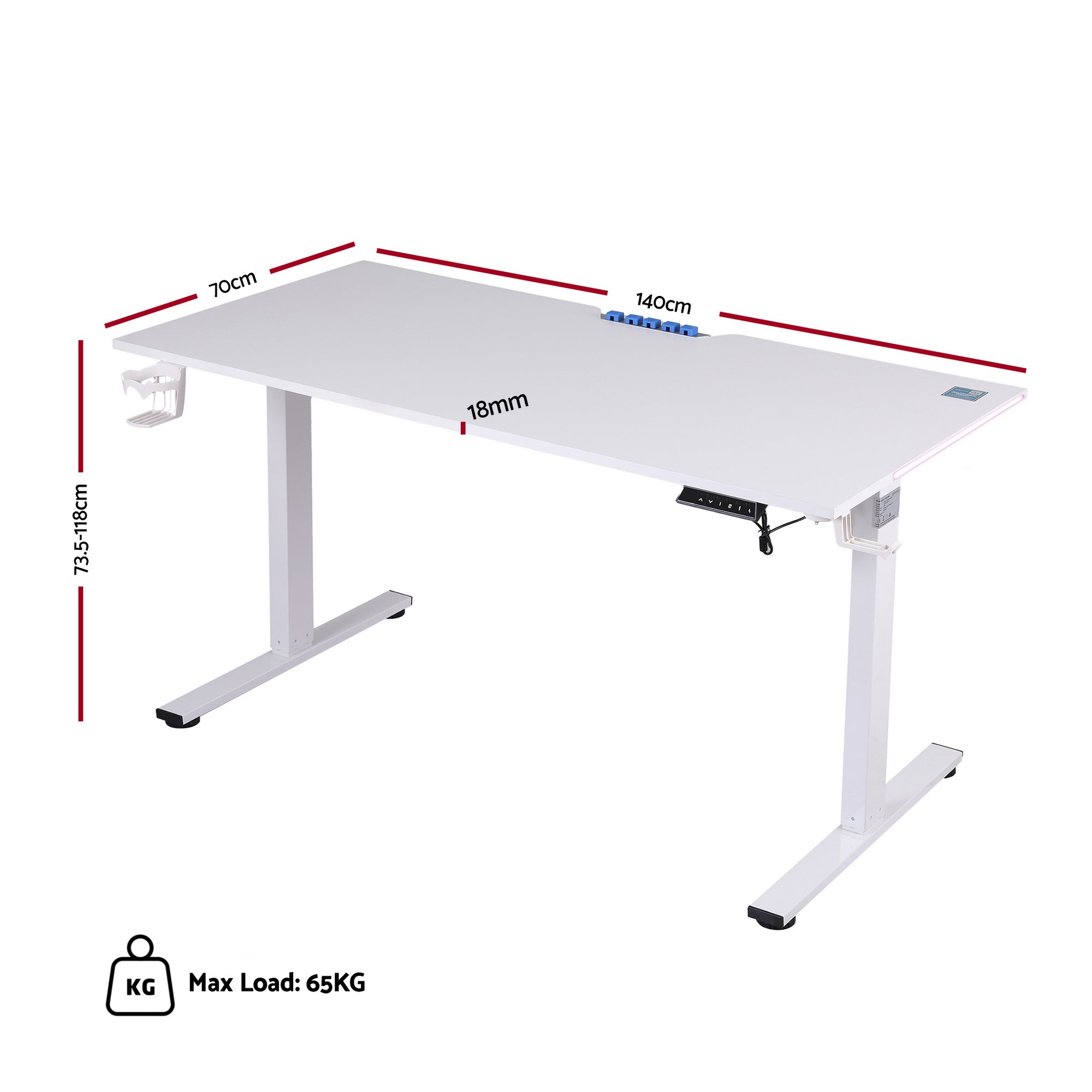 Vortex Electric Gaming Sit Stand Desk – White – 140cm