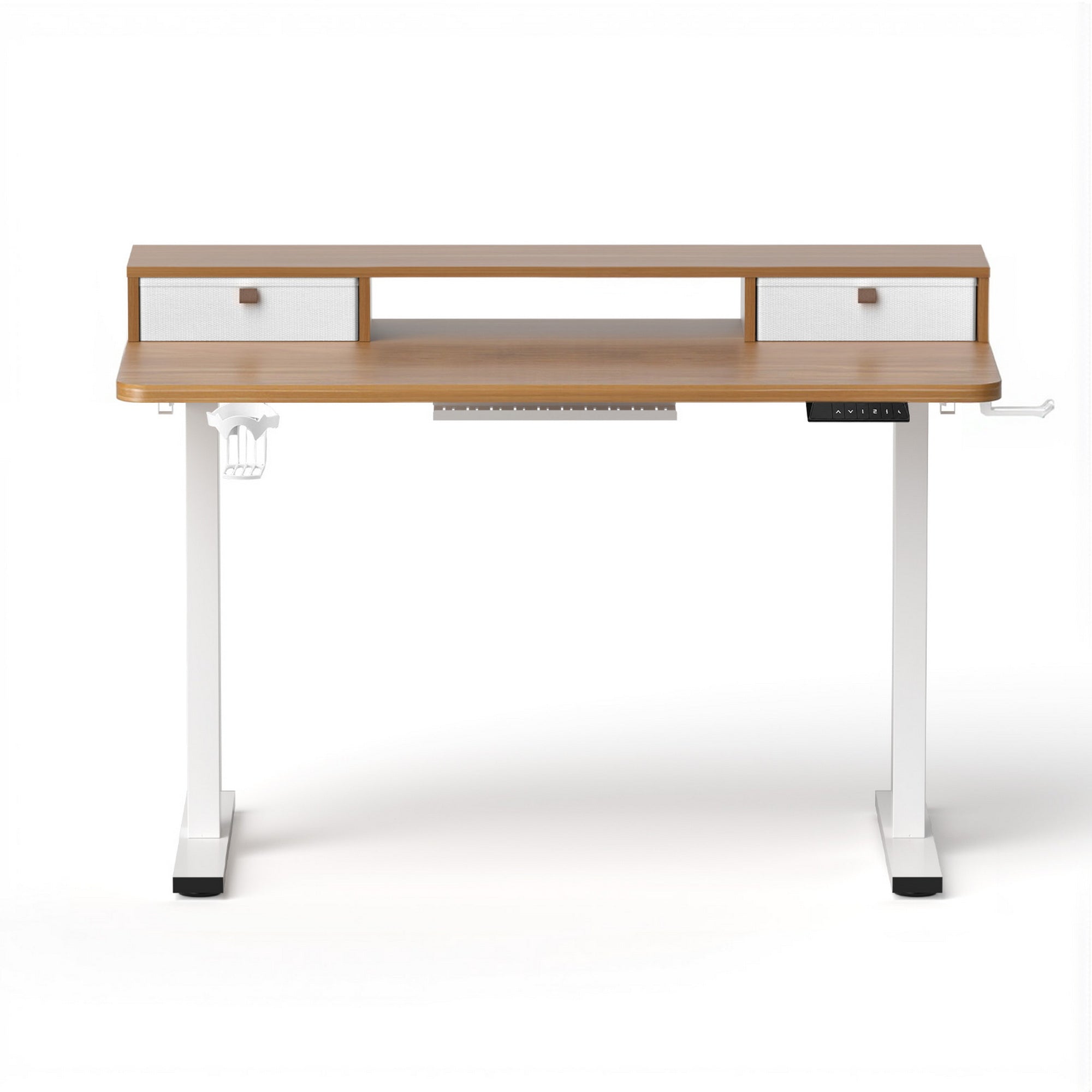 Kelton Electric Sit Stand Desk with Shelf – Oak & White – 120cm