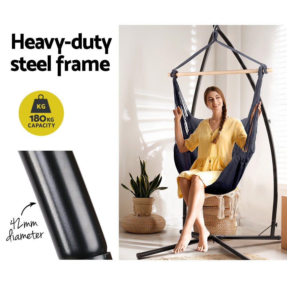 Serano Hanging Hammock Chair with Stand – Grey – Outdoor