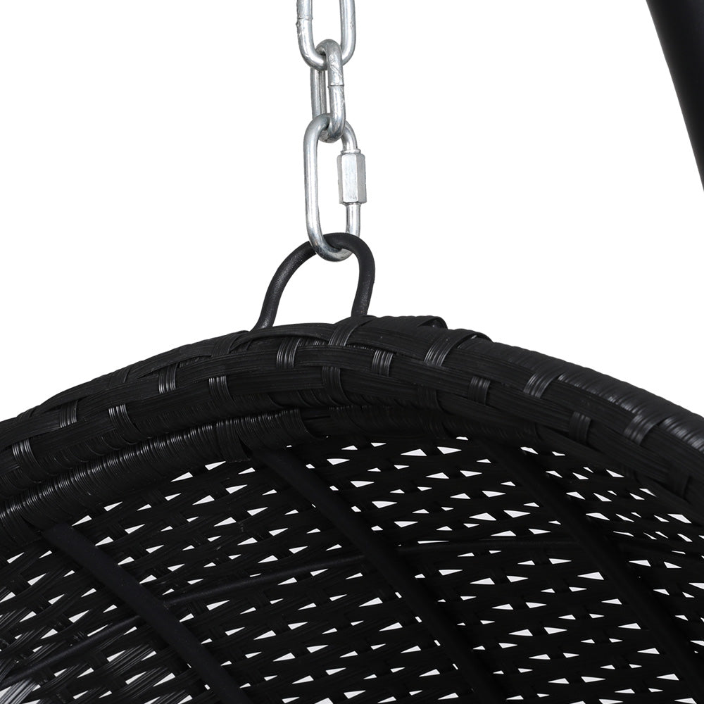 Cocoon Hanging Egg Swing Chair – Black – With Stand