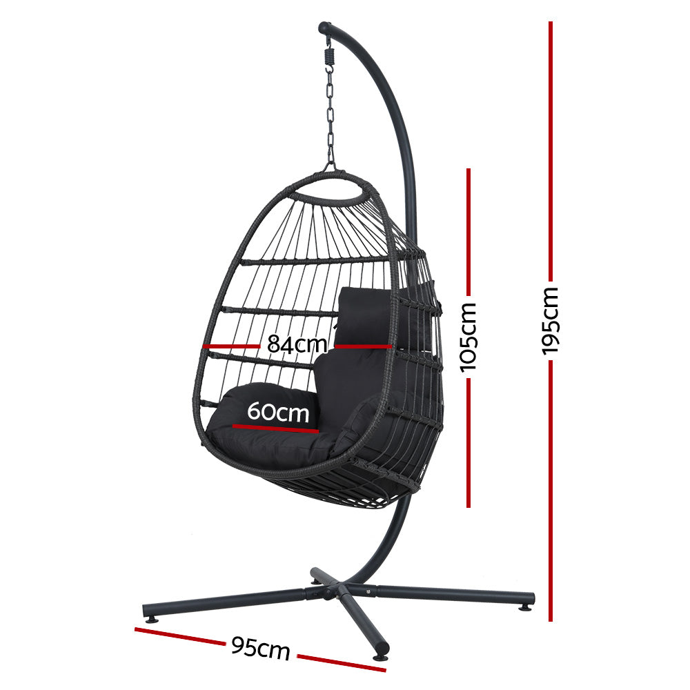 Vesper Egg Swing Chair with Stand – Grey – Single