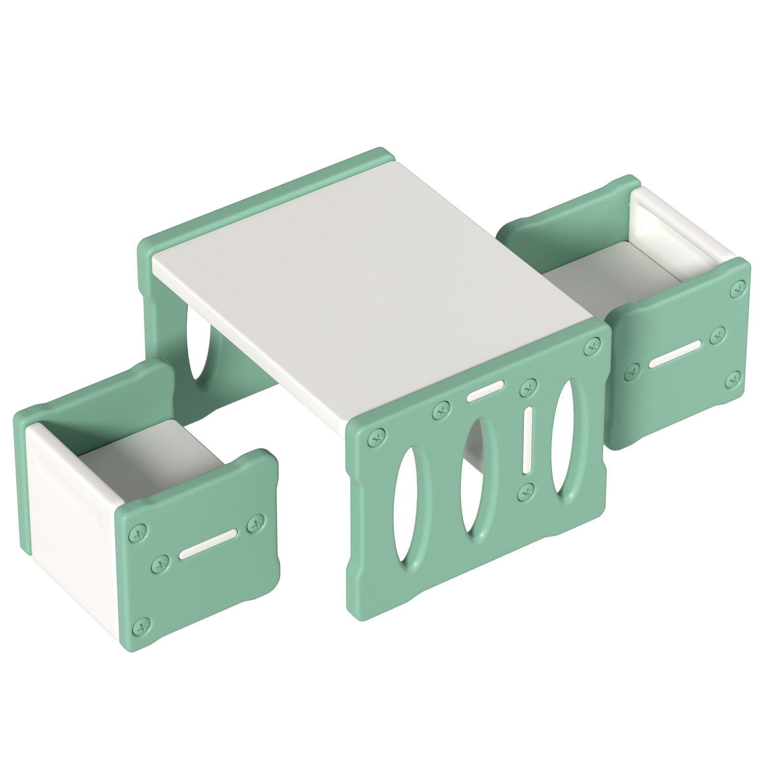 Cassian Kids Table & Chair Set – Green – Set of 3