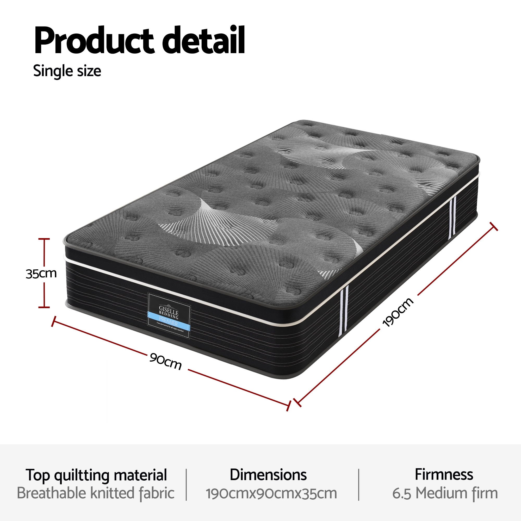 Rowan Mattress 35cm Euro Top Graphene Cooling Medium Firm – Single