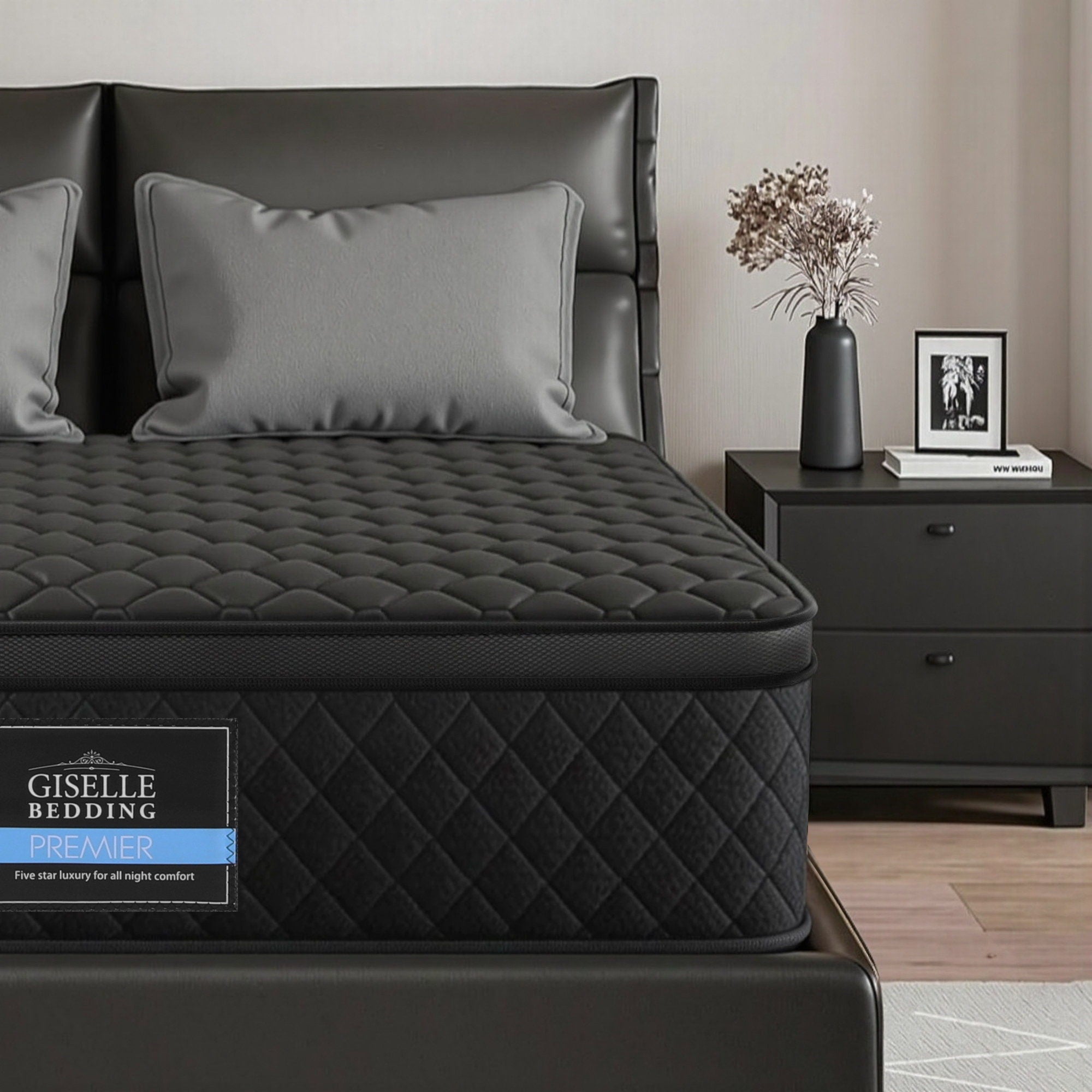 Atlas Mattress 34cm Euro Top with 5 - Zone Pocket Spring Support Black – King