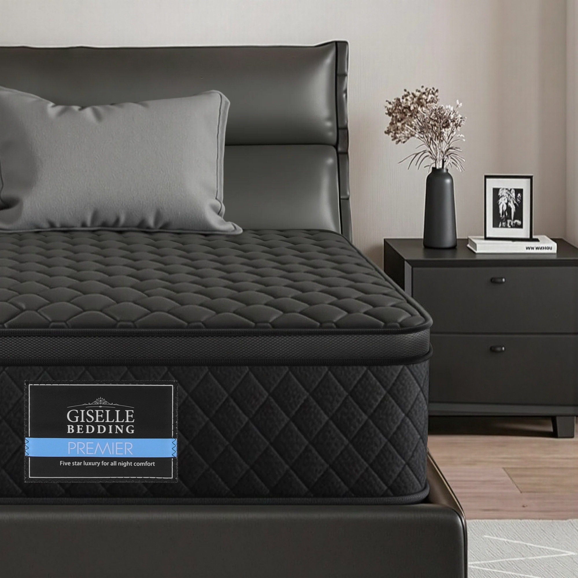 Nova Mattress 34cm Euro Top with 5 - Zone Pocket Spring Support Black – Single