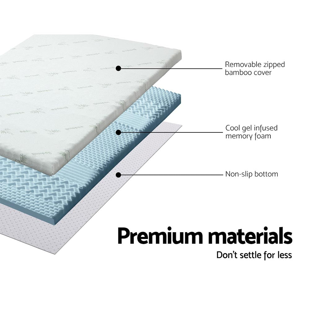 Valentina Gel Memory Foam Mattress Topper – White – Double