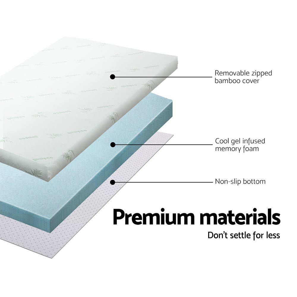 Halston Gel Memory Foam Mattress Topper – White – Double