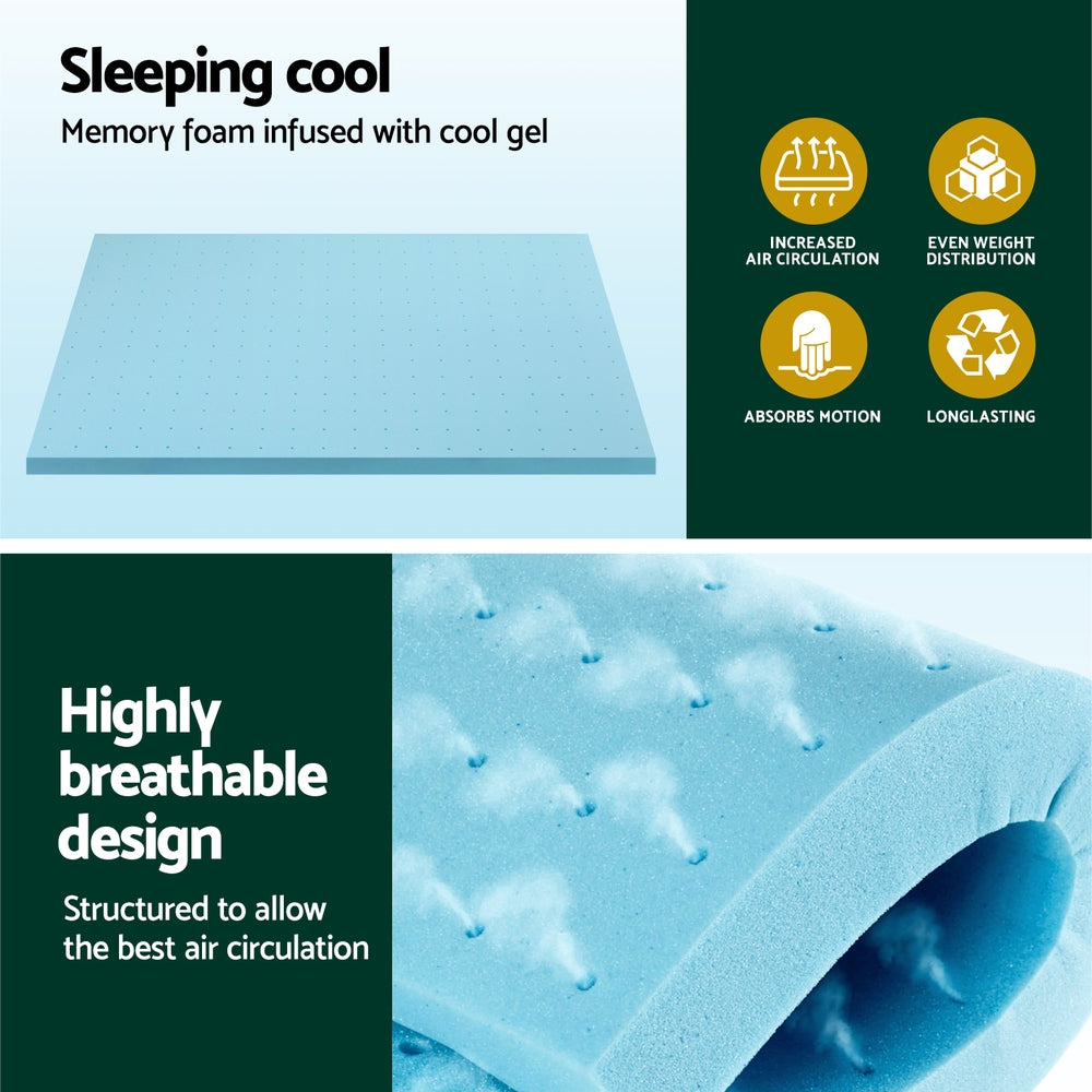 Celara Gel Foam Mattress Topper – White – 5 cm – Queen