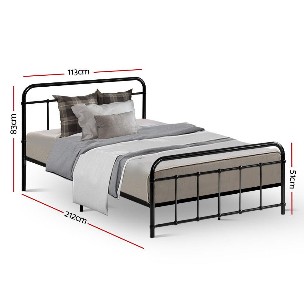 Serano Country Style Metal Bed Frame – Black – King Single