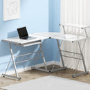 Computer Desk L - Shape Keyboard Tray Shelf White