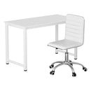 Computer Desk 120cm Executive Office Chairs Set PU Leather Low Back White