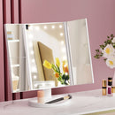 Tri fold Makeup Mirror 1X2X3X Magnifying with LED Light Travel Portable
