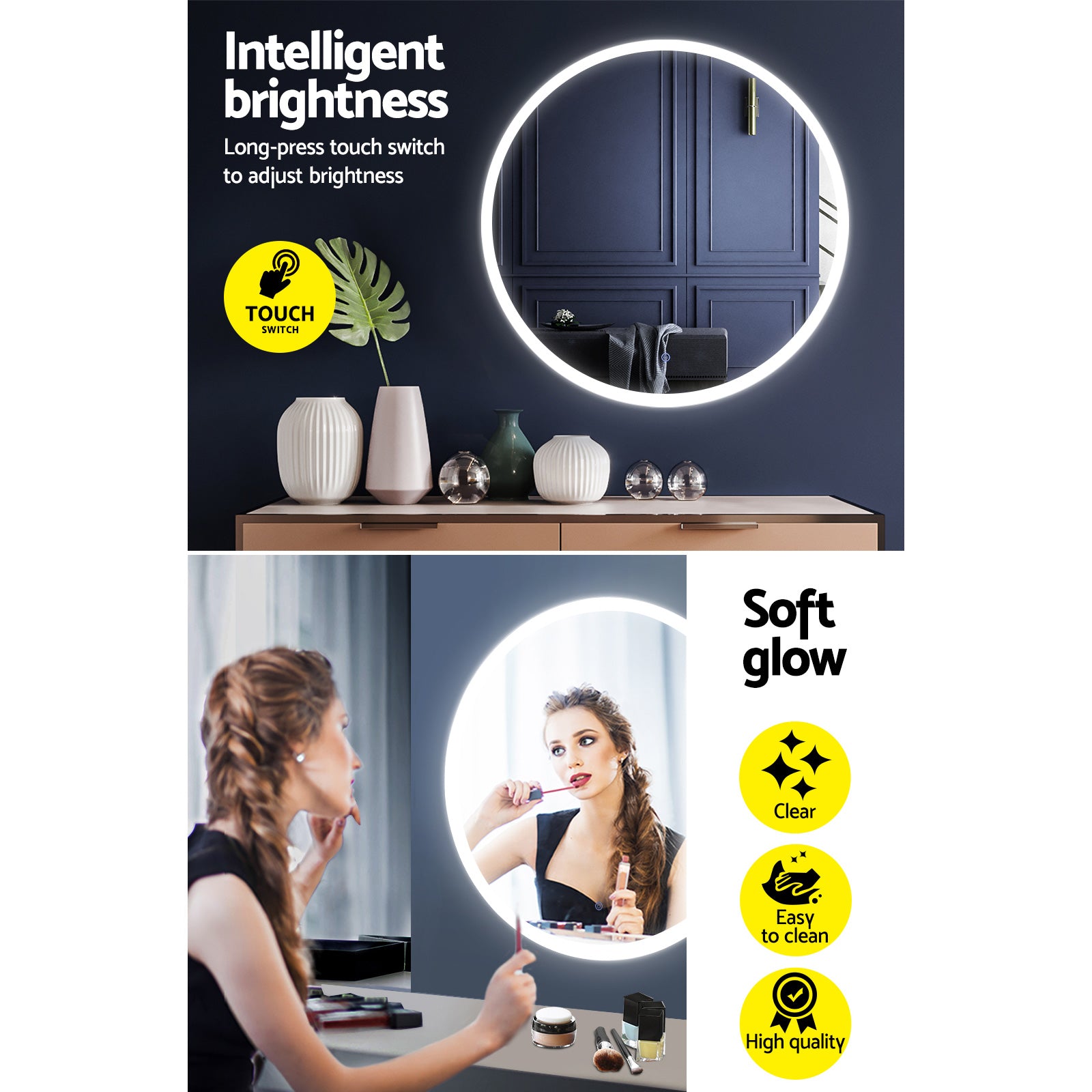 Luminara LED Wall Mirror – White – 70 cm