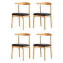 Artiss 4x Dining Chairs Rubber Wood Leather Seat Black