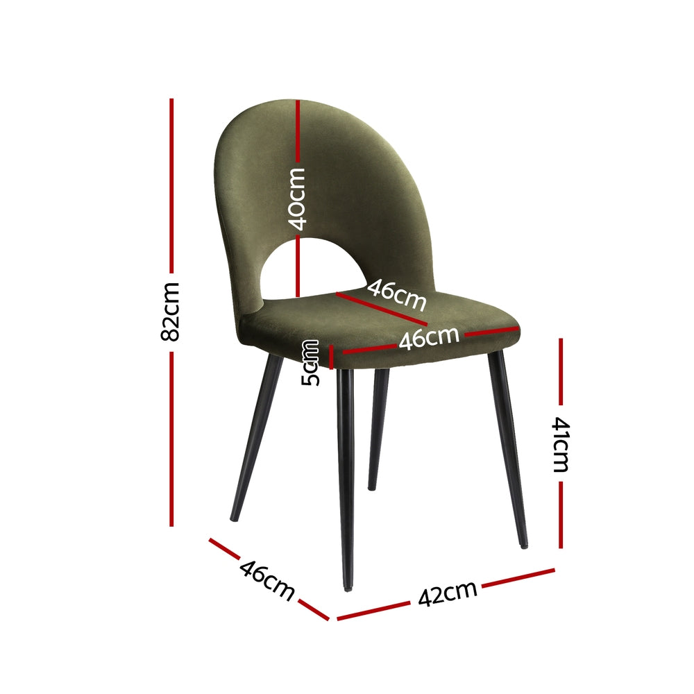 Loren Velvet Dining Chairs – Green – Set of 2