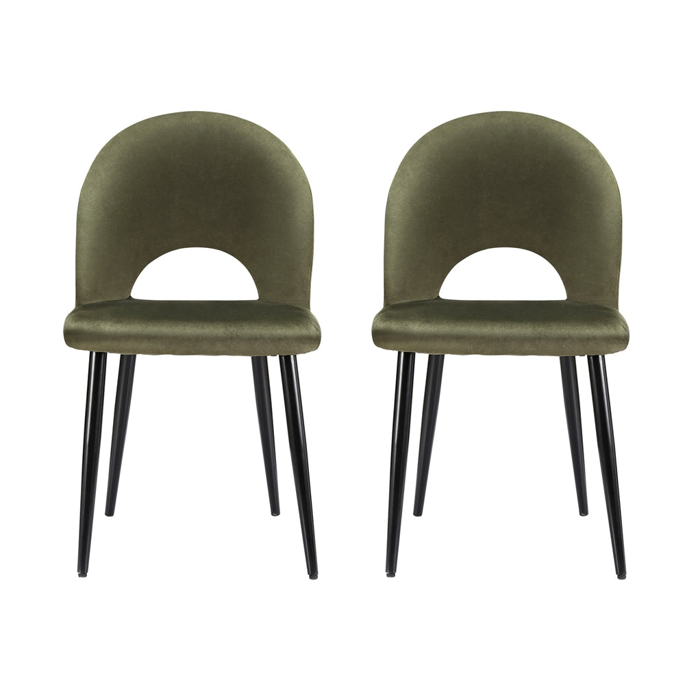 Loren Velvet Dining Chairs – Green – Set of 2