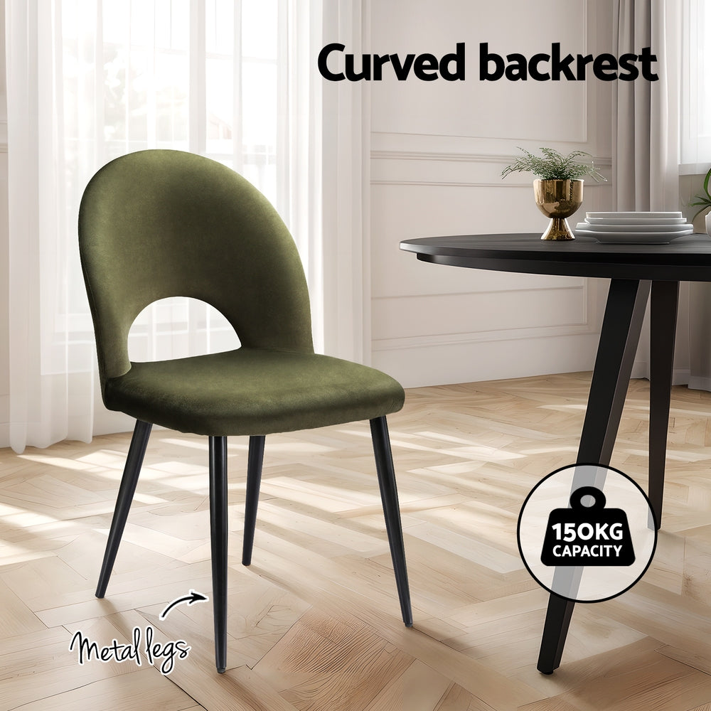 Loren Velvet Dining Chairs – Green – Set of 2