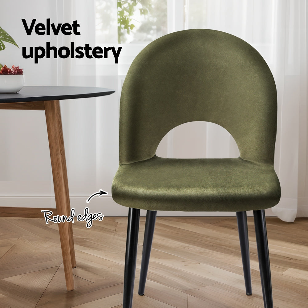 Loren Velvet Dining Chairs – Green – Set of 2