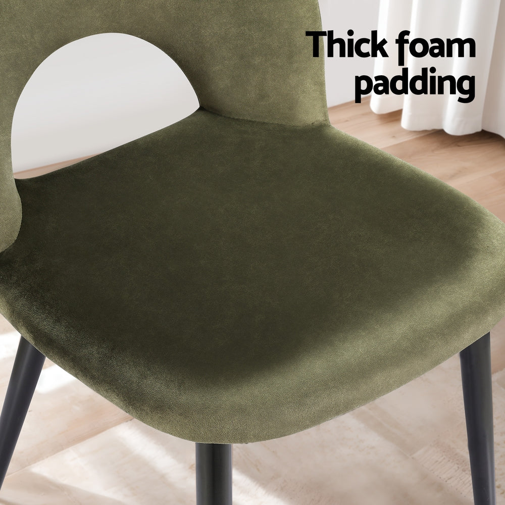 Loren Velvet Dining Chairs – Green – Set of 2