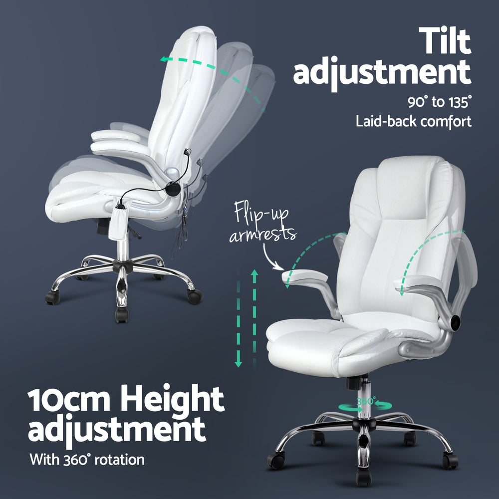 Marston Massage Office Chair – White – 8 Point